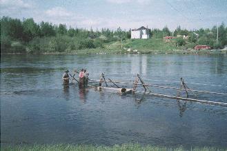 A salmon counting fence across the Nepisiguit River